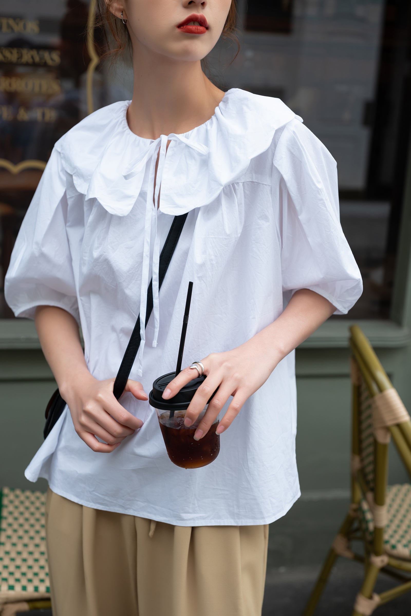 Vintage Ruffle Collar Puff Sleeve Blouse - Masion Chérie