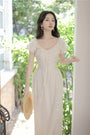 Whimsical Ivory Puff Sleeve Lace Maxi Dress - Masion Chérie 