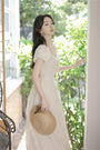 Whimsical Ivory Puff Sleeve Lace Maxi Dress - Masion Chérie 