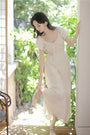 Whimsical Ivory Puff Sleeve Lace Maxi Dress - Masion Chérie 