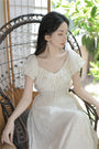 Whimsical Ivory Puff Sleeve Lace Maxi Dress - Masion Chérie 