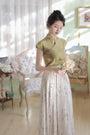 Retro Modified Cheongsam Knit Top + Mamian Skirt Set - Masion Chérie