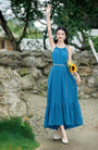 Blue Halter Neck Strap Maxi Dress - Masion Chérie