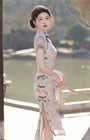 Vintage Watercolor Floral Cream Cheongsam Dress - Masion Chérie