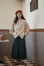 Loose-Fit Cotton-Linen Ruffled Collar Blouse