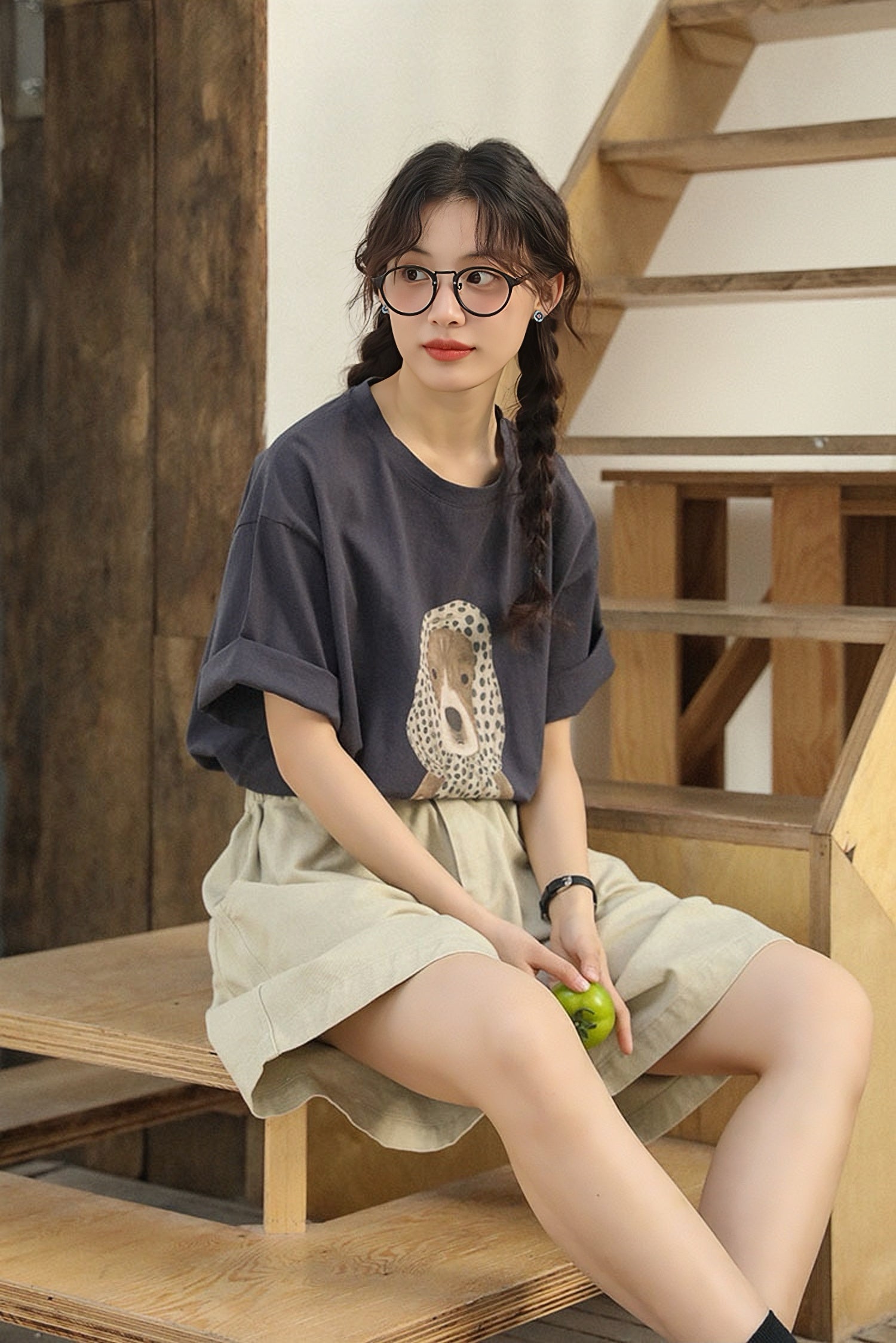 Playful Puppy Print Oversized Tee - Masion Chérie