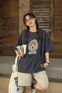 Playful Puppy Print Oversized Tee - Masion Chérie