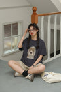 Playful Puppy Print Oversized Tee - Masion Chérie