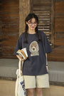 Playful Puppy Print Oversized Tee - Masion Chérie