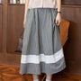 Vintage Gingham A-Line Midi Skirt with Lace Trim - Masion Chérie