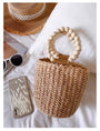 Designer Wood Bead Handle Straw Bag - Masion Chérie