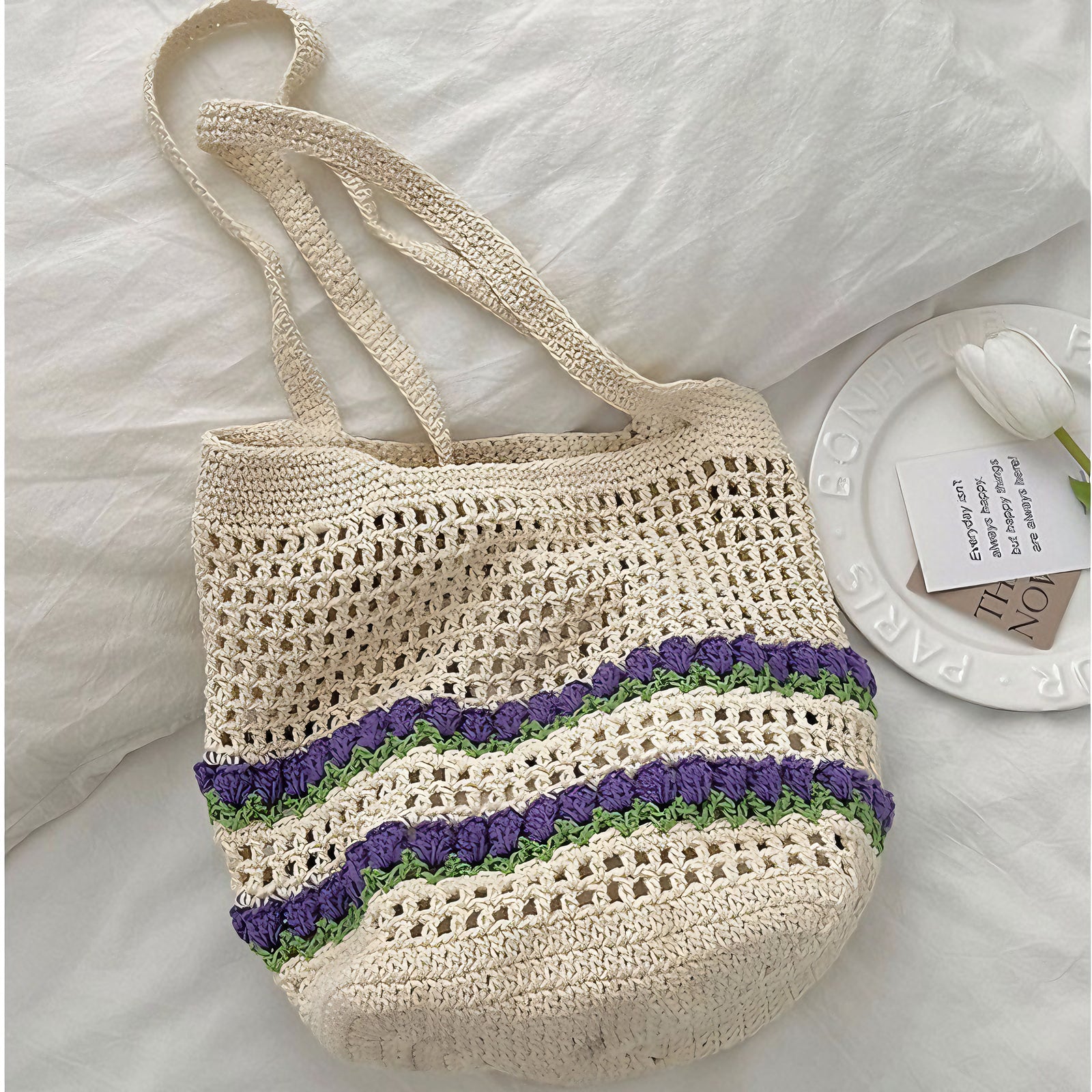 Tulip Cotton Hollow Woven Bag - Masion Chérie