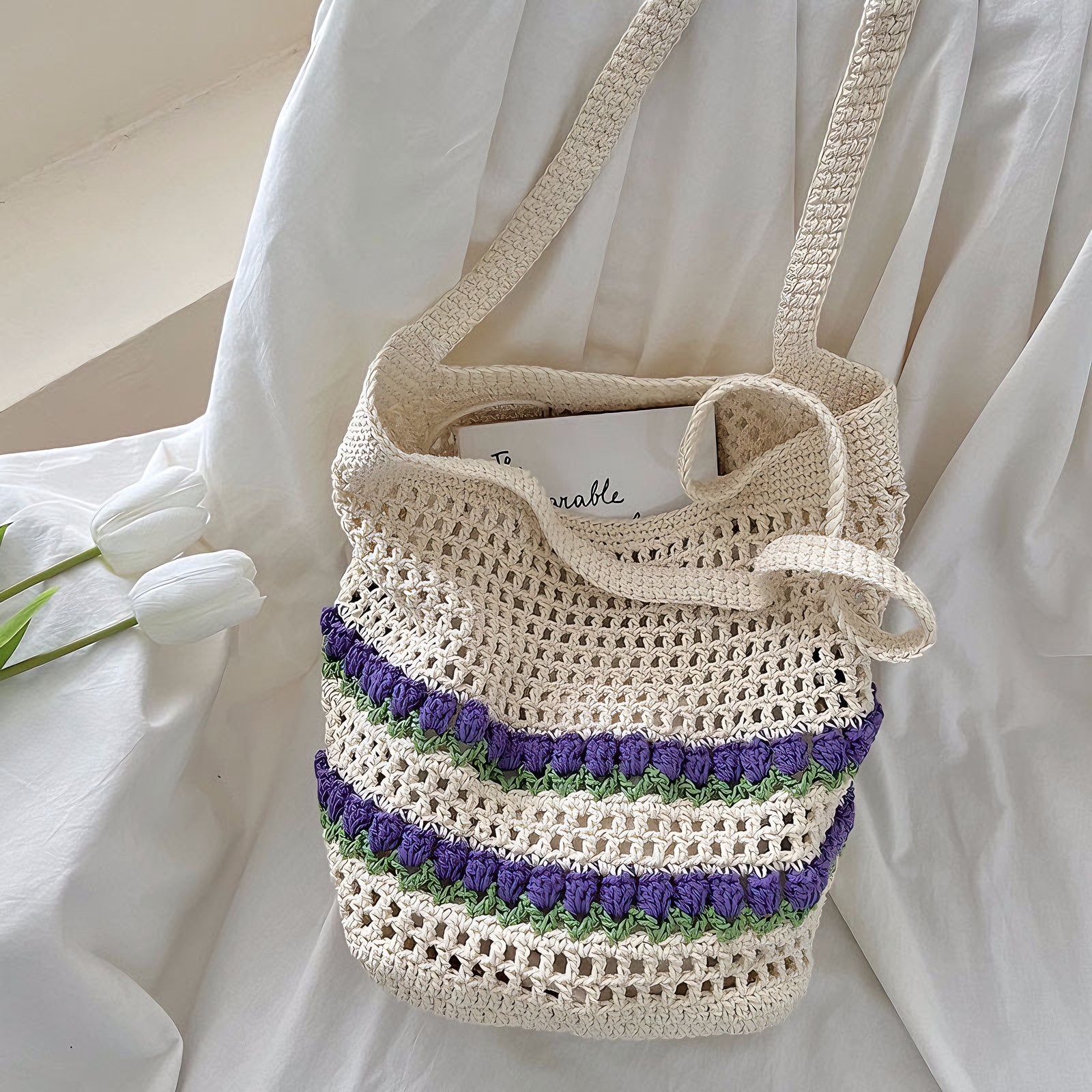 Tulip Cotton Hollow Woven Bag - Masion Chérie