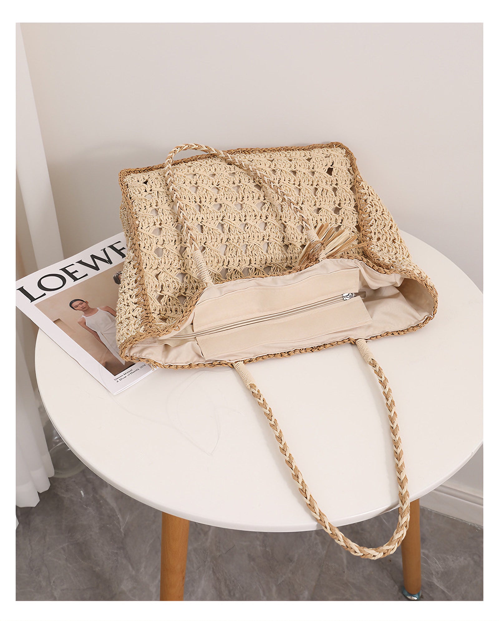 Square Tassel Hollow Handmade Straw Woven Bag - Masion Chérie