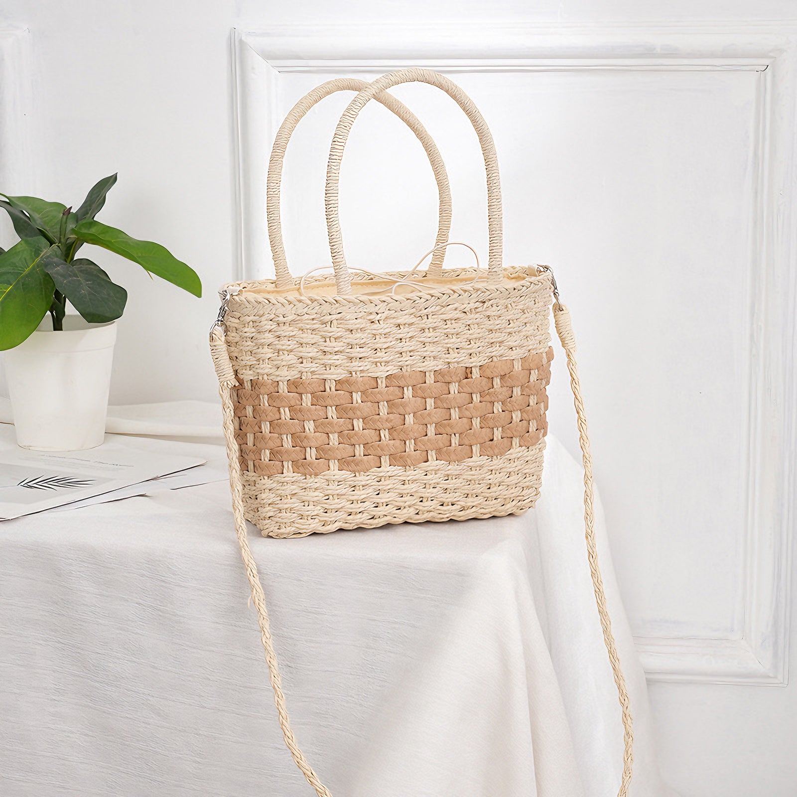 Bohemian Style Straw Woven Crossbody Handbag - Masion Chérie