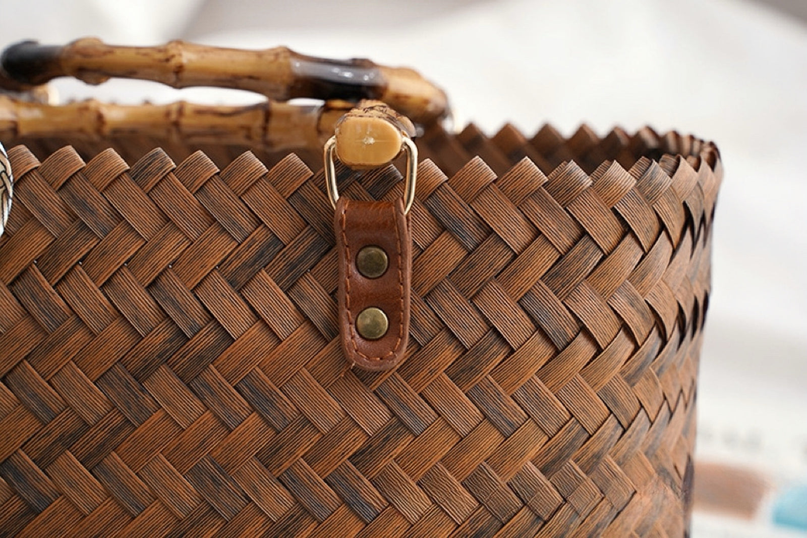 Bamboo Handle Large Capacity Woven Bag - Masion Chérie