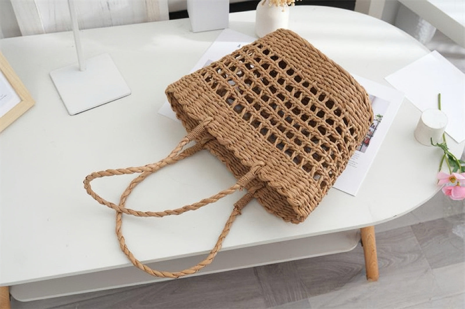 Versatile Hollow Single Shoulder Woven Tote Bag - Masion Chérie