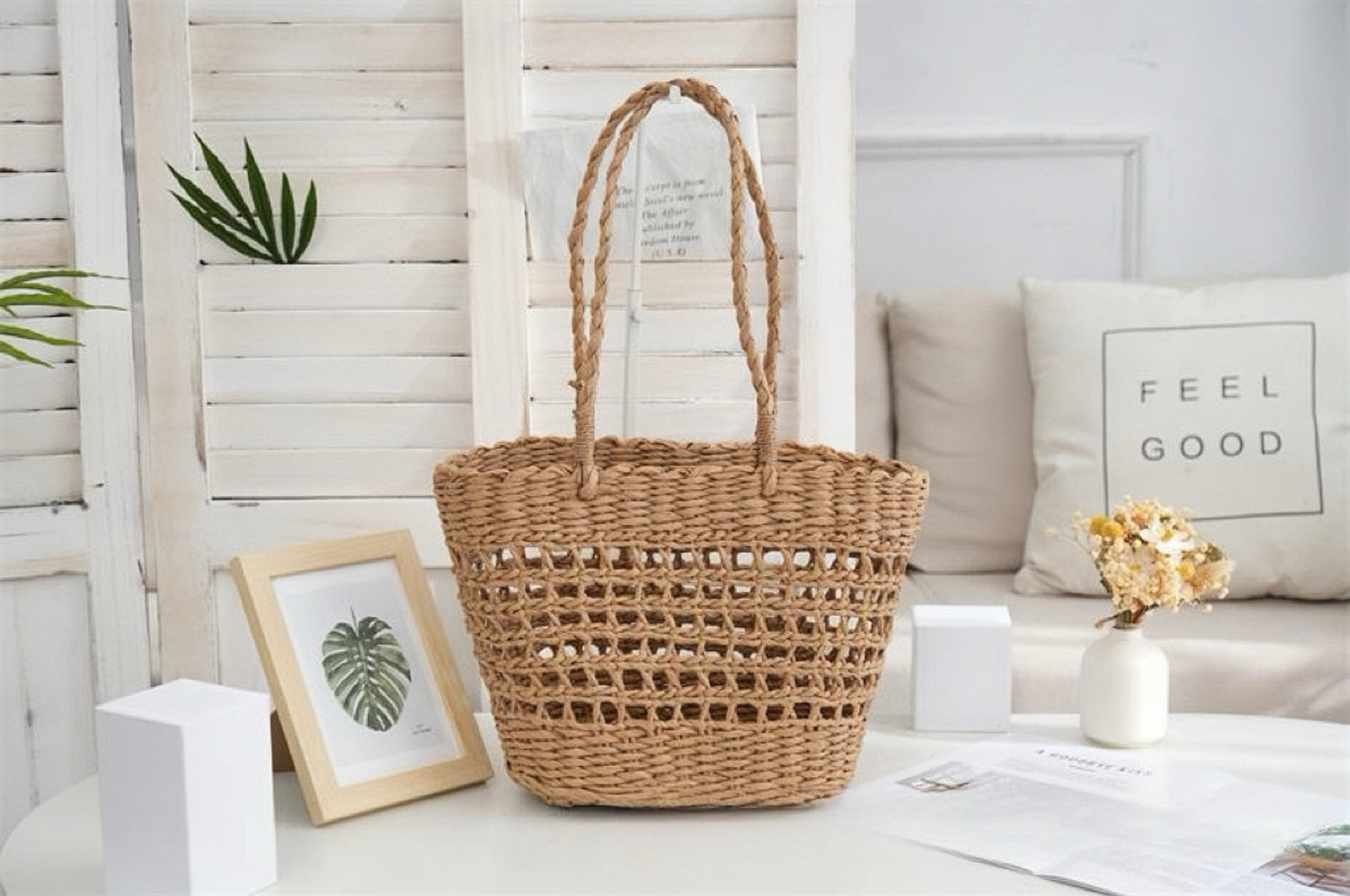 Versatile Hollow Single Shoulder Woven Tote Bag - Masion Chérie