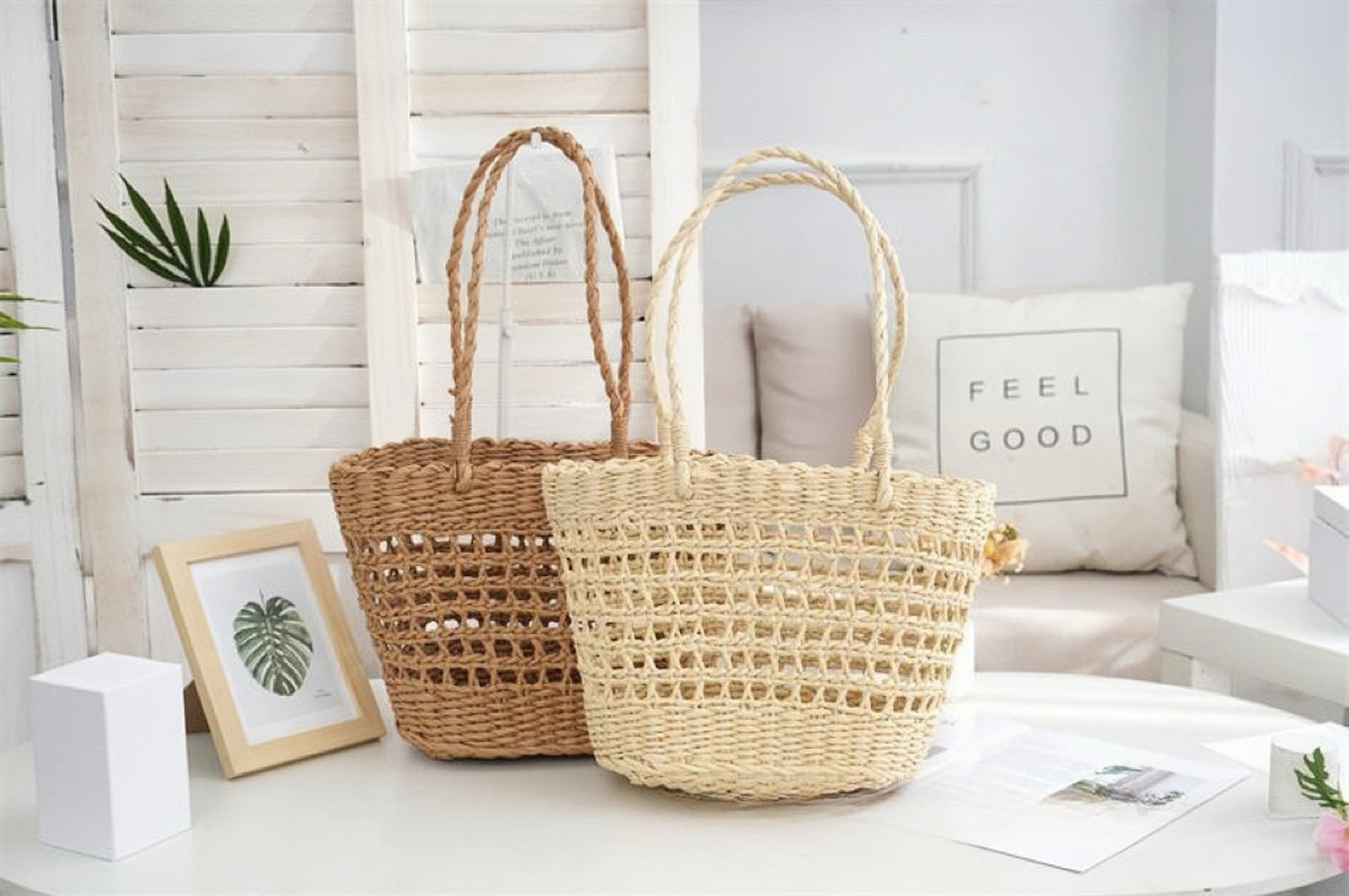 Versatile Hollow Single Shoulder Woven Tote Bag - Masion Chérie