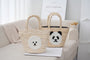 Cute Panda Beige Versatile Everyday Straw Tote Bag - Masion Chérie