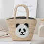 Cute Panda Beige Versatile Everyday Straw Tote Bag - Masion Chérie