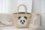 Cute Panda Beige Versatile Everyday Straw Tote Bag - Masion Chérie