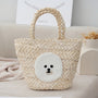 Cute Panda Beige Versatile Everyday Straw Tote Bag - Masion Chérie