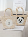 Cute Panda Beige Versatile Everyday Straw Tote Bag - Masion Chérie