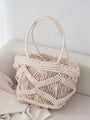 White Hollow Out Woven Shoulder Bag Versatile Commuter Bag - Masion Chérie