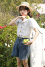 Vintage Floral Embroidered High-Waisted Denim Shorts - Masion Chérie