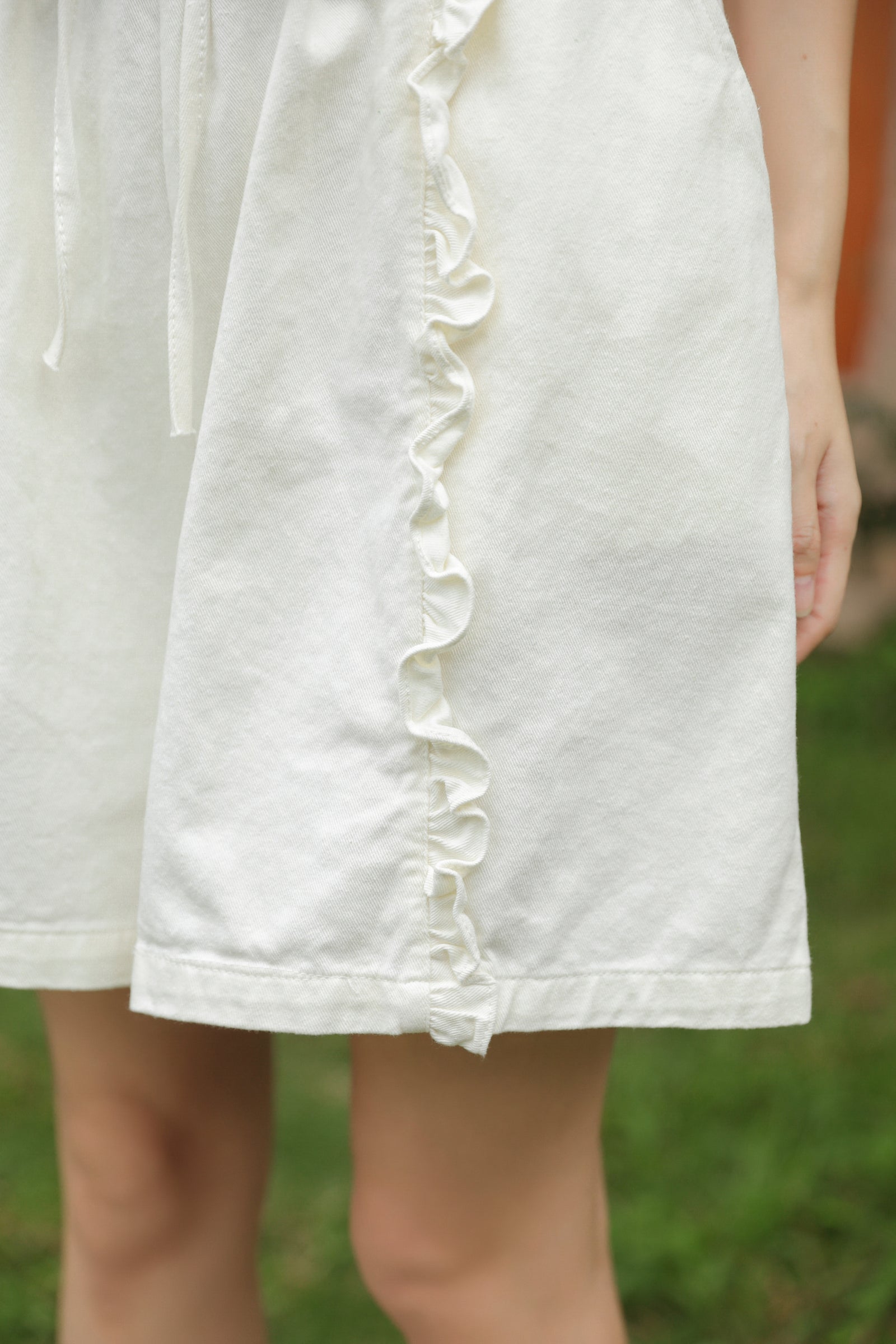 Ivory Ruffled Drawstring Shorts - Masion Chérie