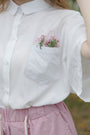 Playful Bunny Embroidered Cotton Button-Up Shirt - Masion Chérie