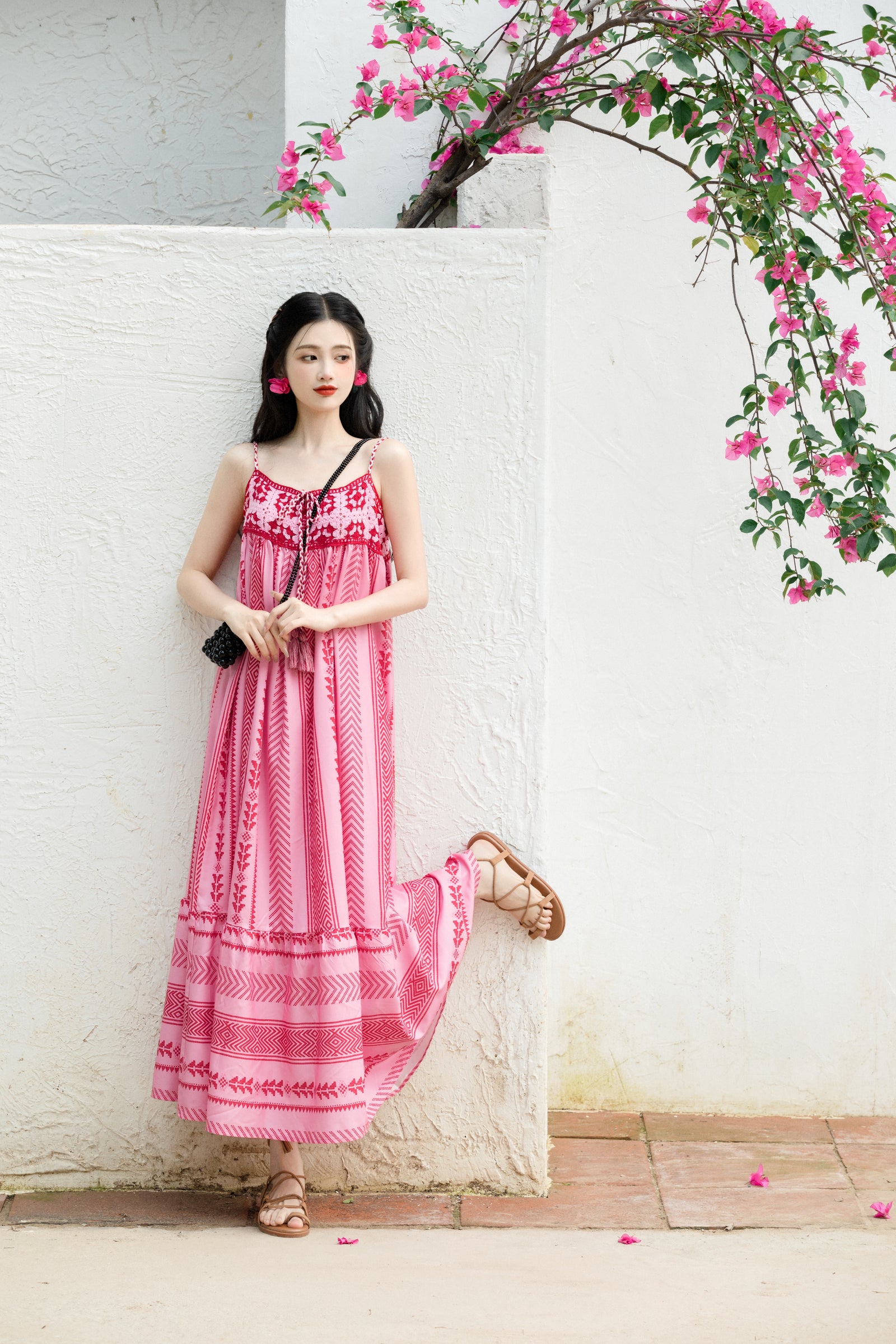 Elegant Boho Embroidered Maxi Dress - Masion Chérie