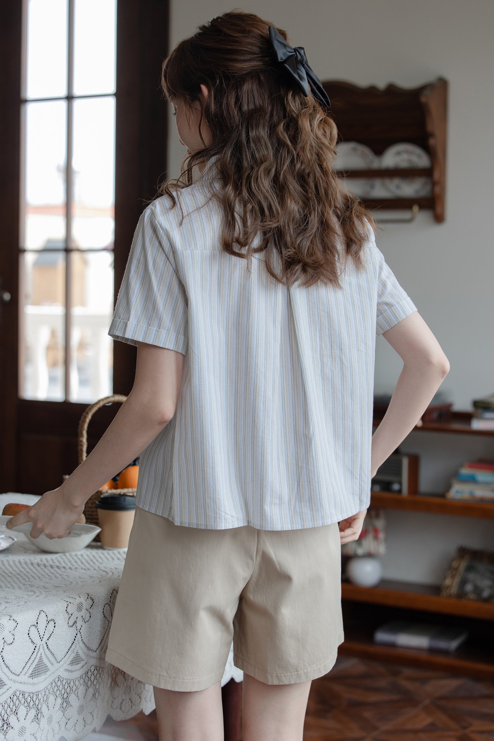 Striped Short Sleeve Shirt Japanese Style - Masion Chérie