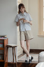 Striped Short Sleeve Shirt Japanese Style - Masion Chérie