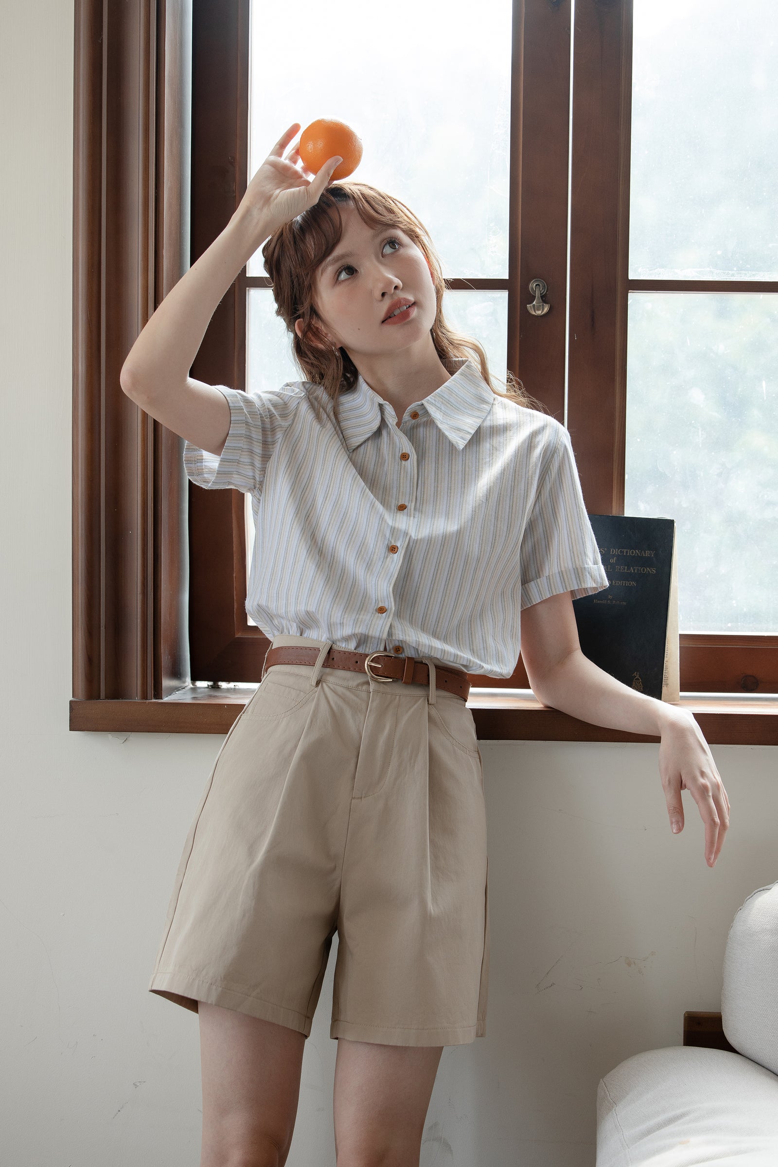 Striped Short Sleeve Shirt Japanese Style - Masion Chérie