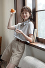 Striped Short Sleeve Shirt Japanese Style - Masion Chérie