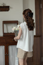 Classic Cap Sleeve White Blouse - Masion Chérie