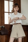 Classic Cap Sleeve White Blouse - Masion Chérie