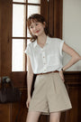 Classic Cap Sleeve White Blouse - Masion Chérie