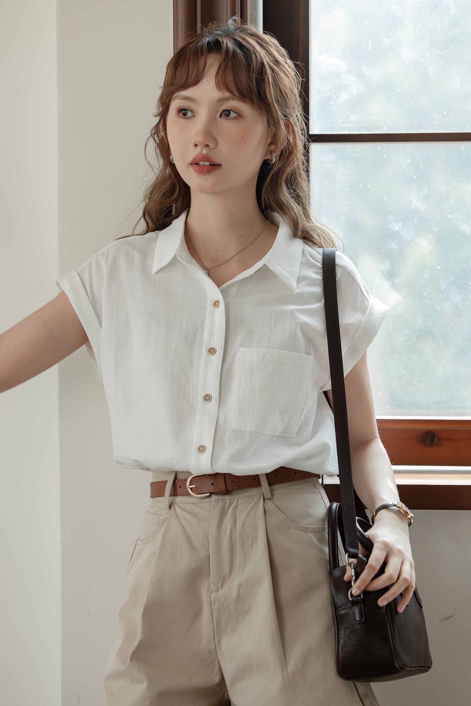 Classic Cap Sleeve White Blouse - Masion Chérie