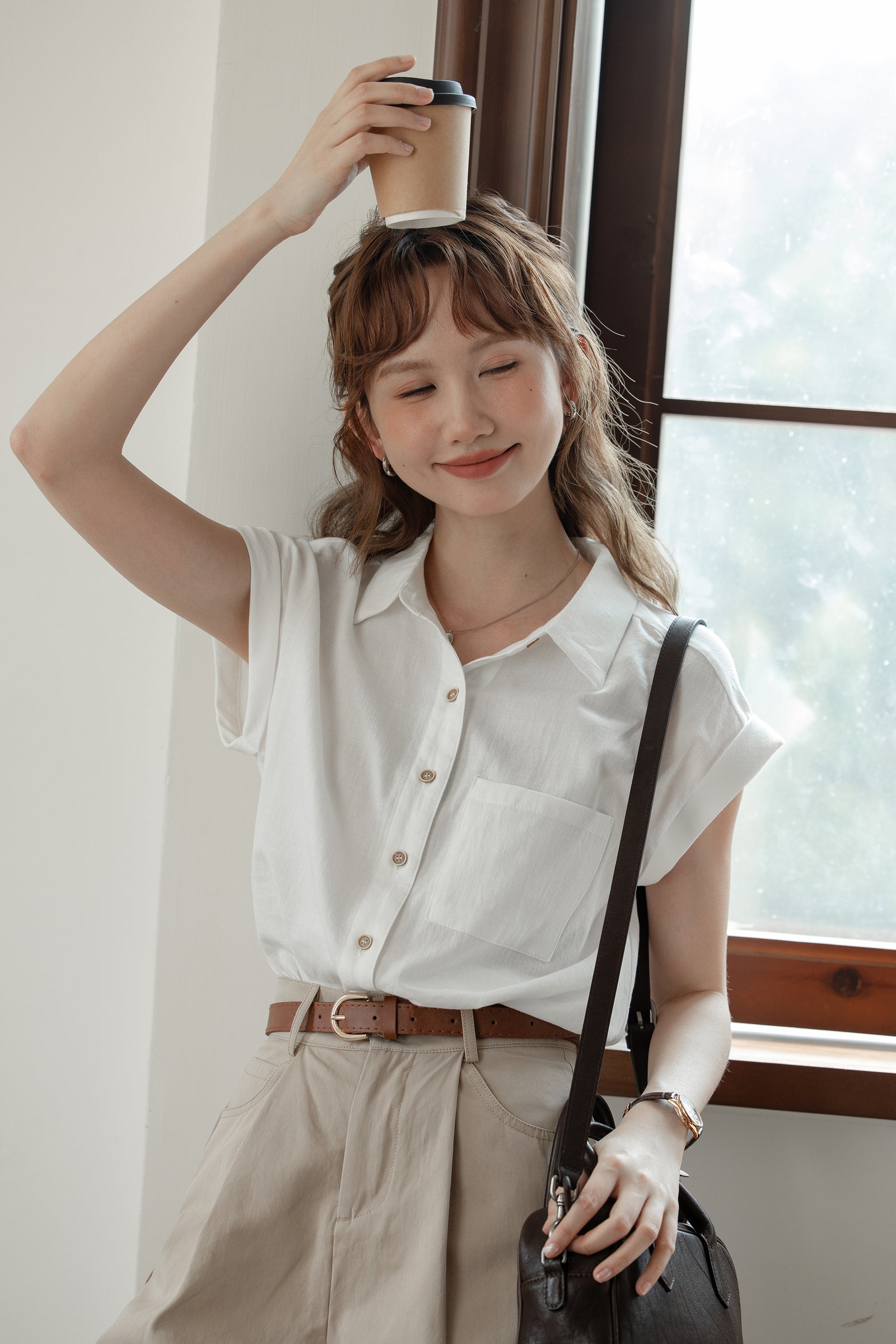 Classic Cap Sleeve White Blouse - Masion Chérie