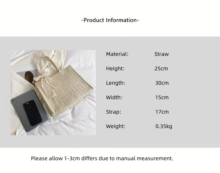 Large Capacity Straw Bag Shoulder Tote Bag - Masion Chérie