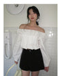 French Vintage Ruffle Off-The-Shoulder Blouse - Masion Chérie