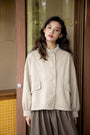 Urbane Beige Button-Down Utility Jacket