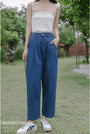 Vintage High-Waisted Loose Denim Pants - Masion Chérie