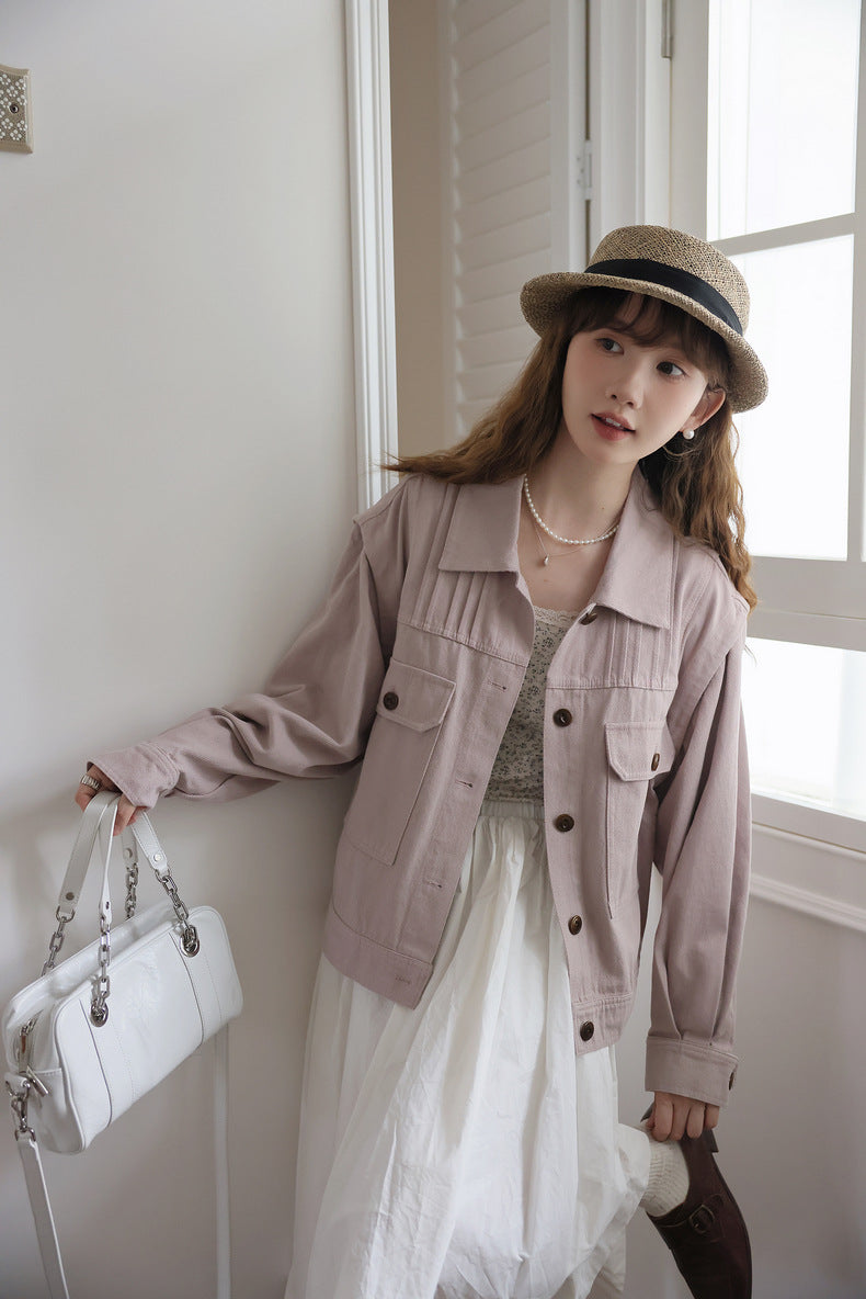 Versatile Mauve Button-Down Jacket