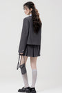 Trendy Gray Wool Jacket and Mini Skirt Set