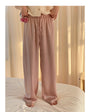 Straight-Leg Full-Length Pants in Satin - Masion Chérie