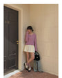 Macaron-Coloured V-neck Long Sleeve Knit Sweater - Masion Chérie